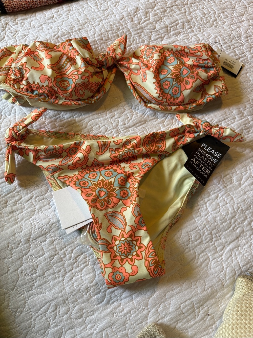 Zimmermann Floral swimming set in Coral and Cream floral bikini size 4-6